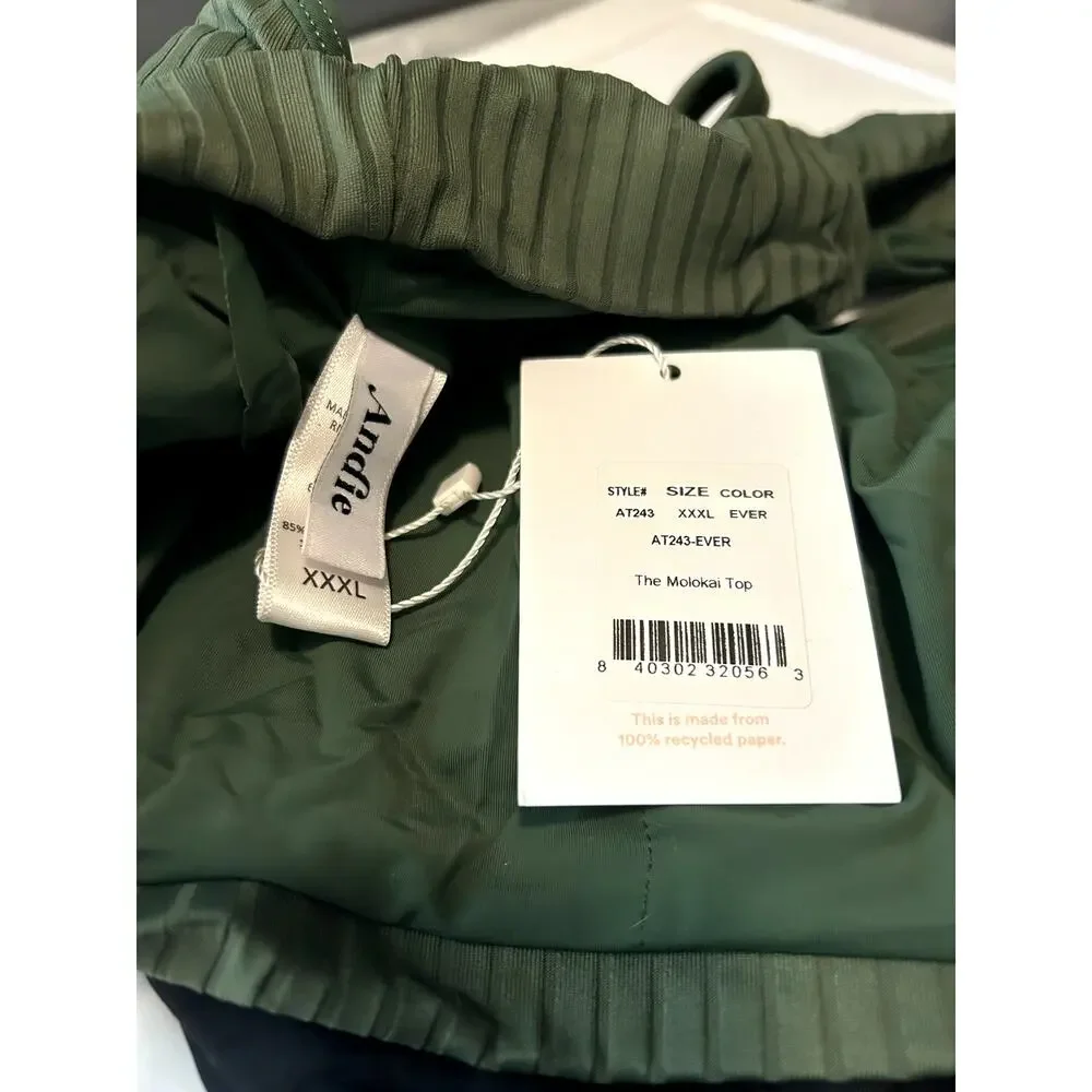 Andie Swim The Molokai Bikini Top in Evergreen XXXL NWT